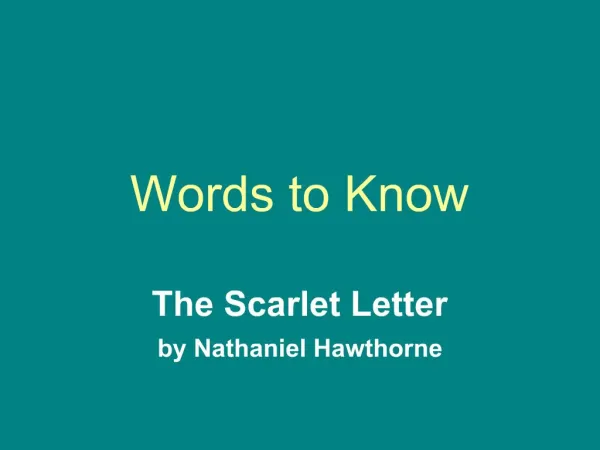 Words to Know The Scarlet Letter by Nathaniel Hawthorne
