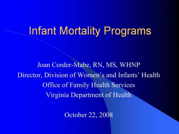 Infant Mortality Programs