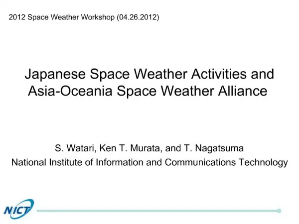Japanese Space Weather Activities and Asia-Oceania Space Weather Alliance
