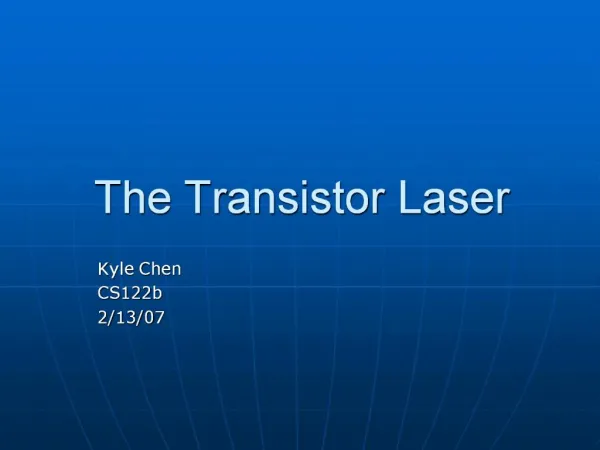 The Transistor Laser