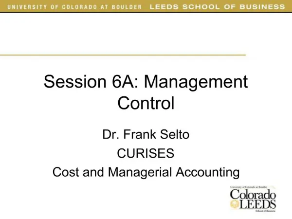 Session 6A: Management Control