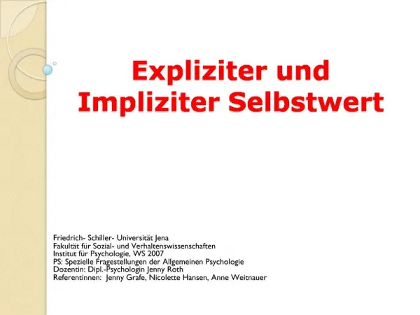 Expliziter und Impliziter Selbstwert