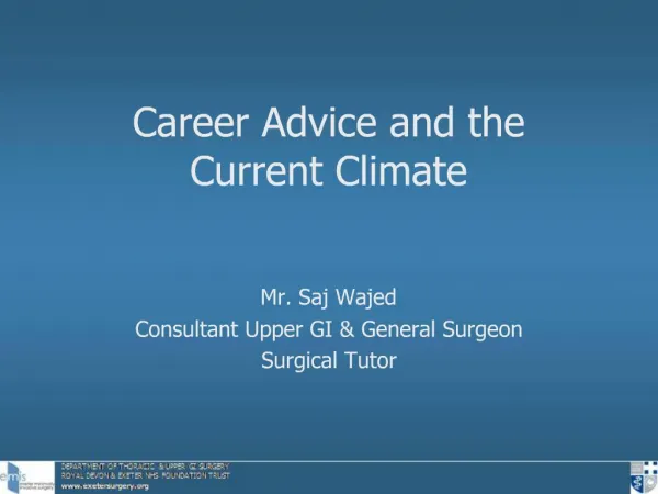 Career Advice and the Current Climate