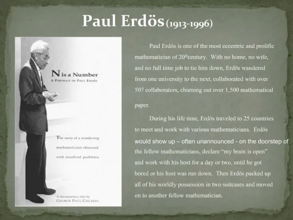Paul Erd s 1913-1996