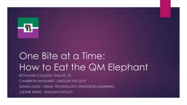 One Bite at a Time: How to Eat the QM Elephant