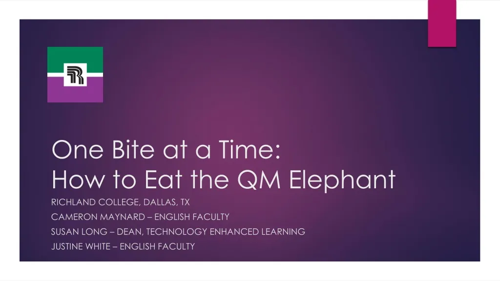 one bite at a time how to eat the qm elephant