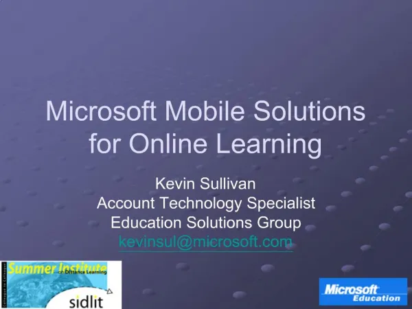 Microsoft Mobile Solutions for Online Learning