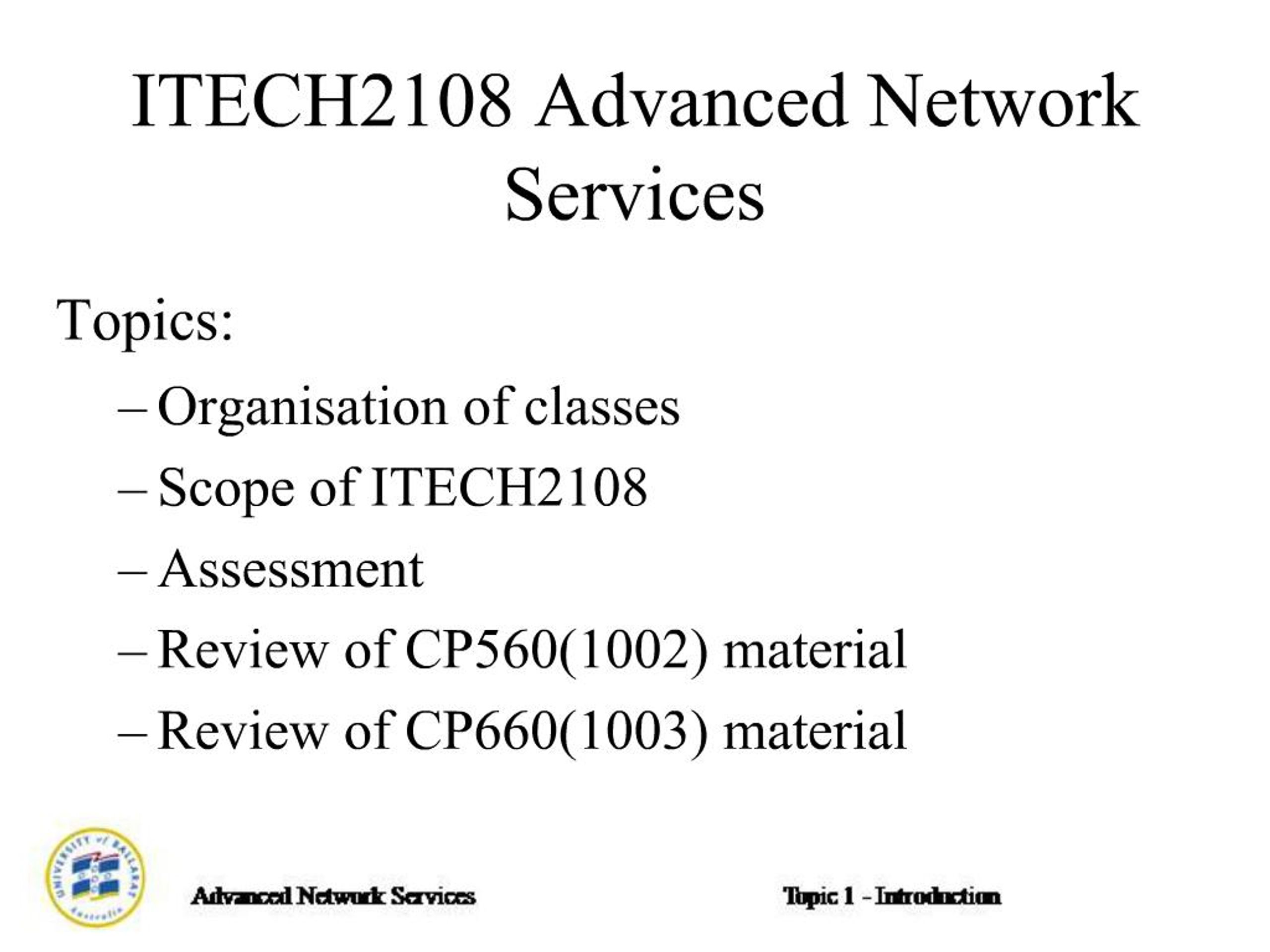 PPT - ITECH2108 Advanced Network Services PowerPoint Presentation, free ...