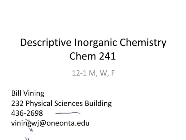 Descriptive Inorganic Chemistry Chem 241