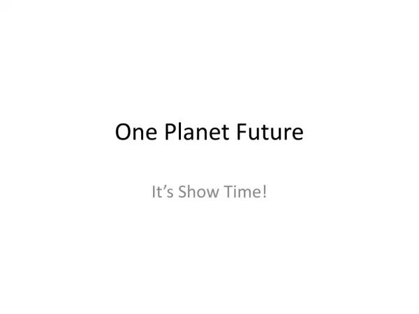 One Planet Future