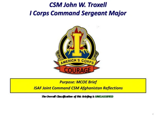 CSM John W. Troxell I Corps Command Sergeant Major