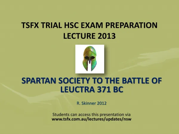 TSFX Trial HSC exam preparation lecture 2013