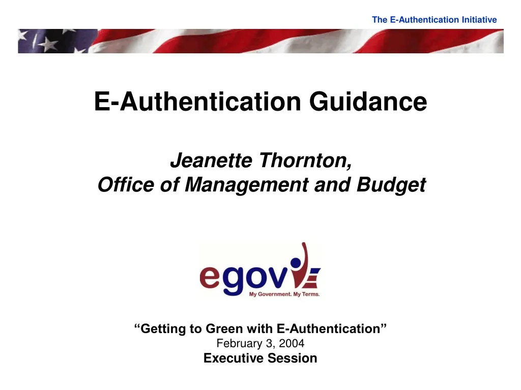 e authentication guidance jeanette thornton office of management and budget