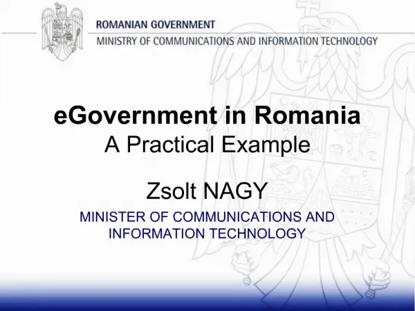 EGovernment in Romania A Practical Example