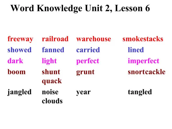 Word Knowledge Unit 2, Lesson 6