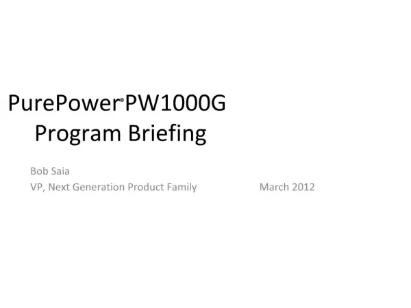 PurePower PW1000G Program Briefing