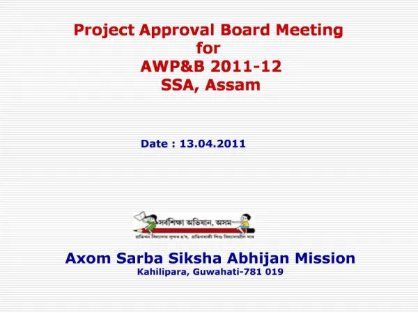 Project Approval Board Meeting for AWPB 2011-12 SSA, Assam