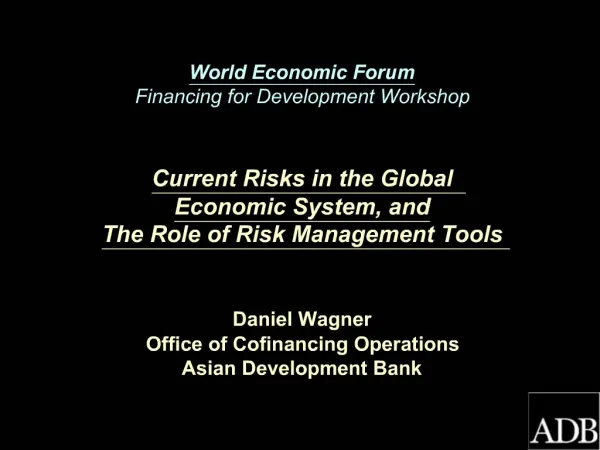 World Economic Forum Financing for Development Workshop