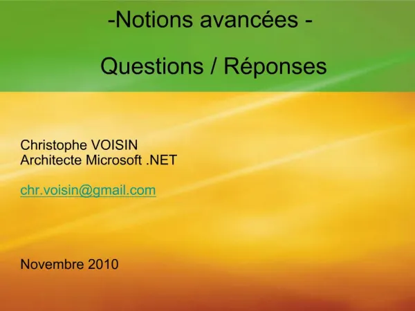 Notions avanc es - Questions