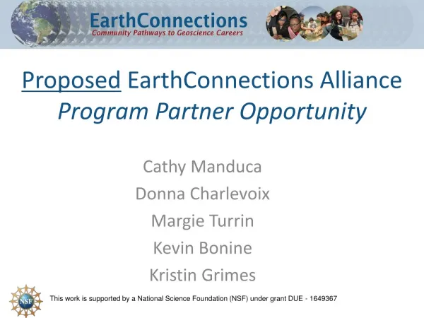 Proposed EarthConnections Alliance Program Partner Opportunity