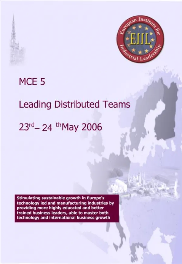 MCE 5 Leading Distributed Teams 23rd 24th May 2006