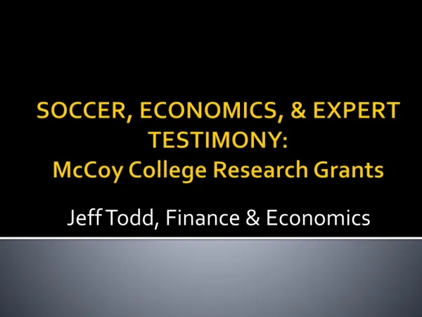 Soccer, Economics, &amp; Expert Testimony: McCoy College Research Grants