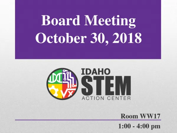 Board Meeting October 30, 2018