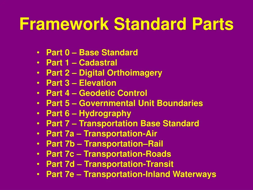 framework standard parts