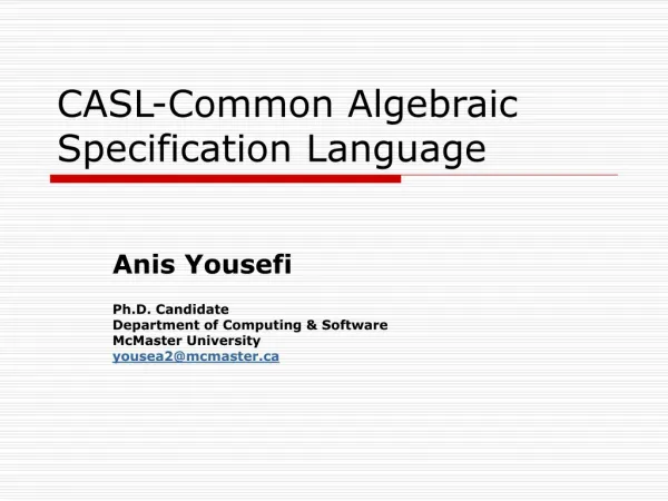 CASL-Common Algebraic Specification Language