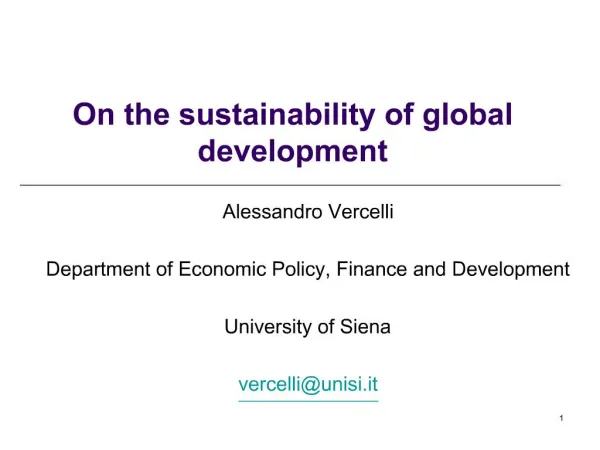 On the sustainability of global development