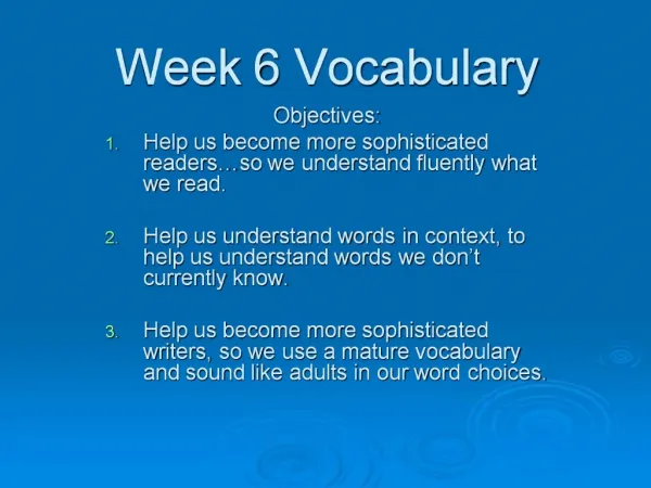 Week 6 Vocabulary
