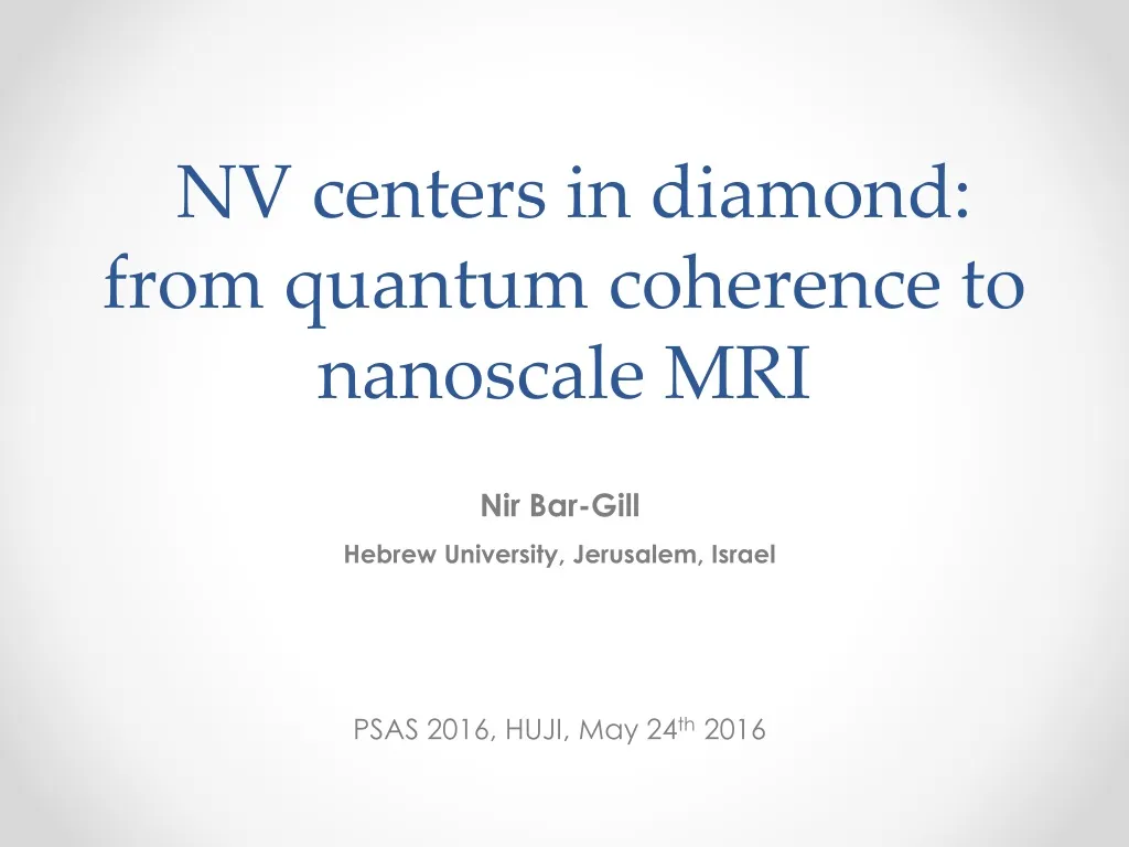 nv centers in diamond from quantum coherence to nanoscale mri