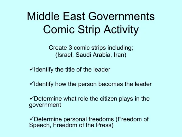 Middle East Governments Comic Strip Activity