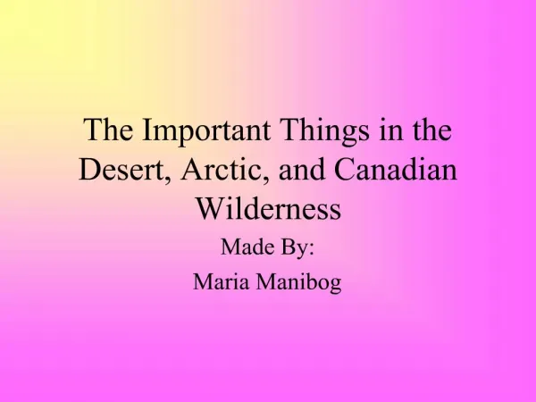The Important Things in the Desert, Arctic, and Canadian Wilderness