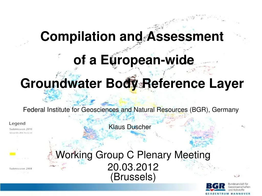 compilation and assessment of a european wide groundwater body reference layer
