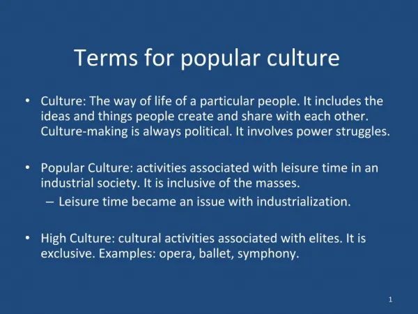 Terms for popular culture