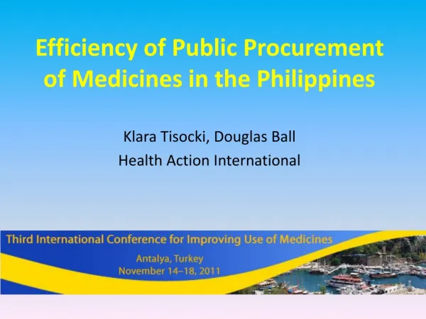Efficiency of Public Procurement of Medicines in the Philippines
