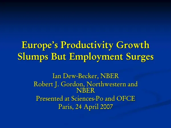 Europe s Productivity Growth Slumps But Employment Surges
