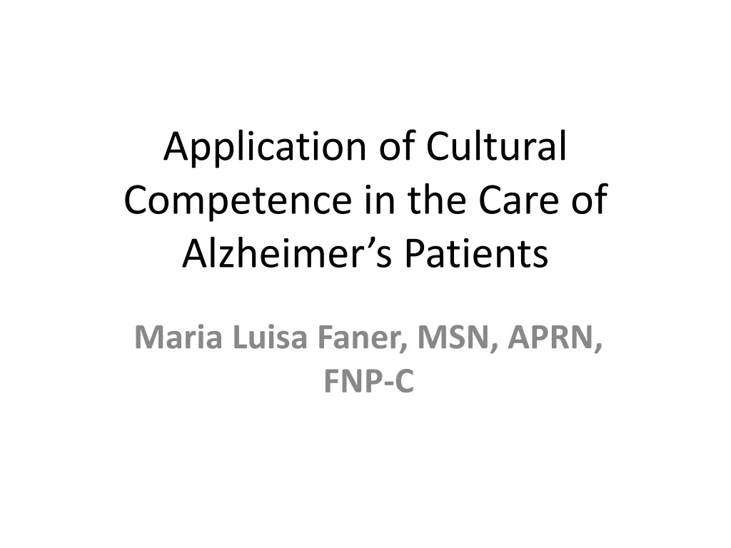 application of cultural competence in the care of alzheimer s patients