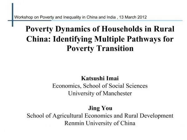 Workshop on Poverty and Inequality in China and India , 13 March 2012