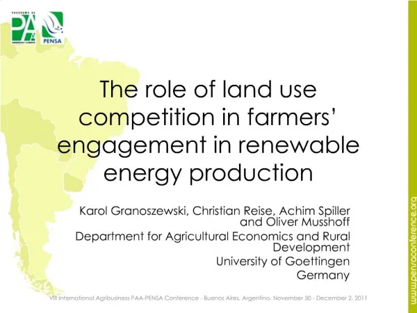 The role of land use competition in farmers engagement in renewable energy production