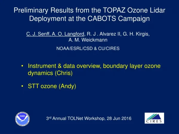 Preliminary Results from the TOPAZ Ozone Lidar Deployment at the CABOTS Campaign