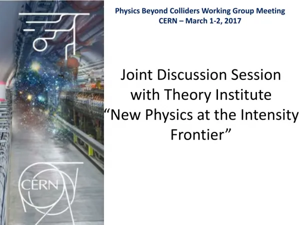 Joint Discussion Session with Theory Institute “New Physics at the Intensity Frontier”