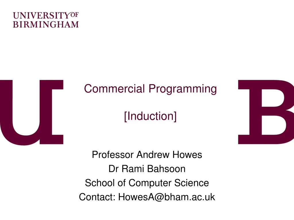 commercial programming induction