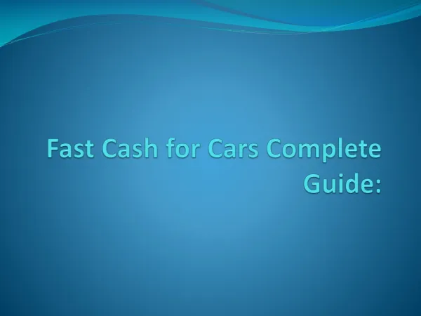 Ultimate Fast Cash fo Cars guide 2012