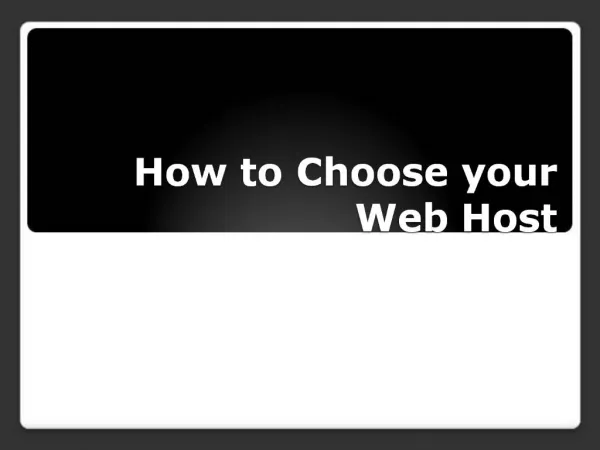 How to Choose your Web Host
