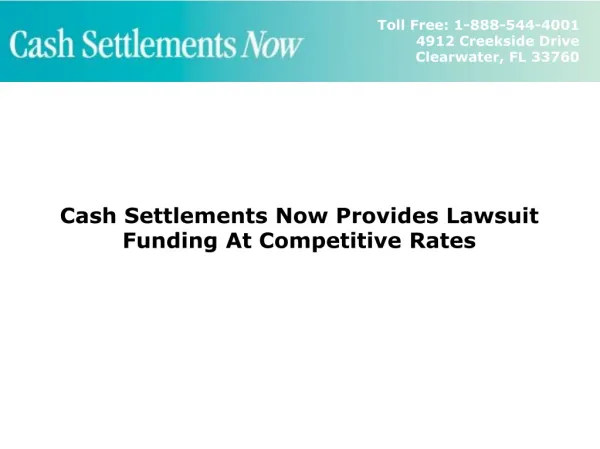 Lawsuit Funding At Competitive Rates - Cash Settlements Now