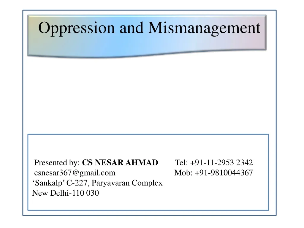 oppression and mismanagement