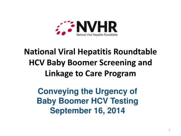 National Viral Hepatitis Roundtable HCV Baby Boomer Screening and Linkage to Care Program