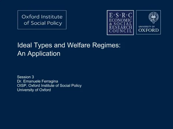 Ideal Types and Welfare Regimes: An Application